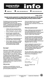 Canada reaches agreement on deeply flawed trade agreement with Europe – Postal services only partially protected and many concerns remain